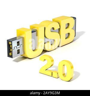 Memoria flash USB 2.0, fatta con la parola USB. 3D Foto Stock