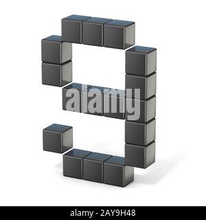 8 bit font. Numero 9. 3D Foto Stock