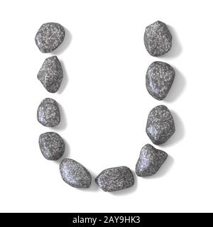 Font fatte di pietre lettera U 3D Foto Stock