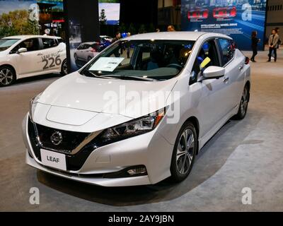 Chicago, Illinois, Stati Uniti. 13 Febbraio 2020. Nissan Leaf. Chicago Auto Show. Foto Stock