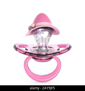 Rosa baby succhietto con lady hat bambina simbolo 3D Foto Stock