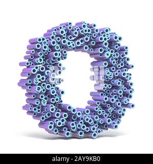 Viola il carattere blu fatta di tubi LETTERA O 3D Foto Stock