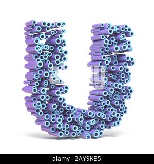 Viola il carattere blu fatta di tubi lettera U 3D Foto Stock