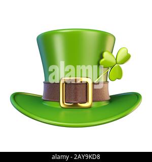 Verde per il giorno di San Patrizio con cappello di trifoglio - Vista frontale 3D Foto Stock