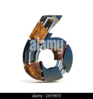 Marrone nero font frattura numero 6 6 3D Foto Stock