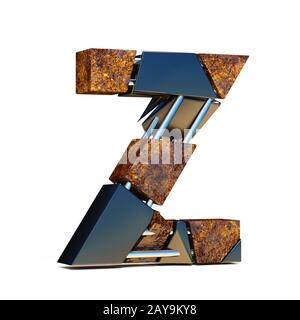 Marrone nero font frattura lettera Z 3D Foto Stock