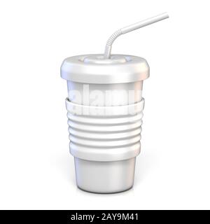 Vuoto bianco carta vetro con cannuccia 3D Foto Stock