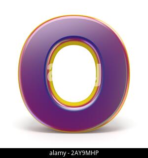 Lettera o carattere viola giallo delineato 3D Foto Stock