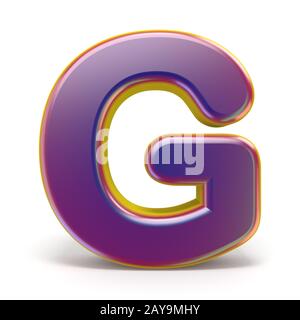 Lettera G carattere viola giallo delineato 3D Foto Stock