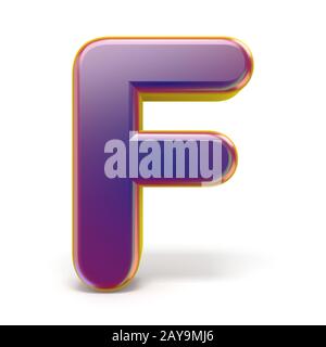 Lettera F carattere viola giallo delineato 3D Foto Stock