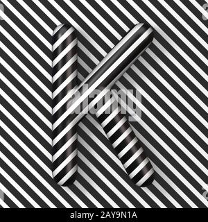 Strisce in bianco e nero Letter K 3D Foto Stock