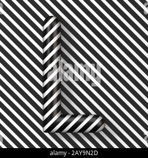 Strisce in bianco e nero Letter L 3D Foto Stock