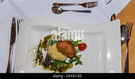 Menu principale sul tavolo da tavola dalla vista dall'alto Foto Stock