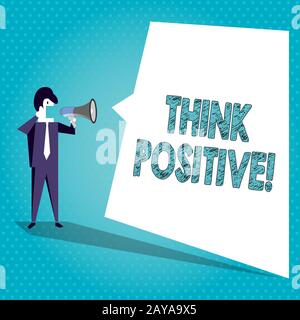 Segno di testo che mostra pensare positivo. Foto concettuale atteggiamento mentale in cui si aspettano risultati buoni e favorevoli businessman Sho Foto Stock