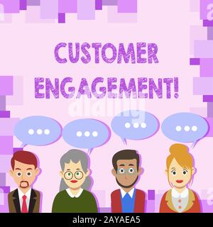 Scrittura concettuale a mano che mostra il coinvolgimento del cliente. Foto aziendale che mostra il legame emotivo tra un cliente e un Foto Stock