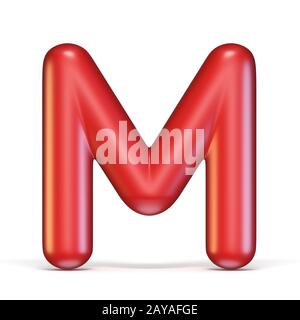 Carattere lucido rosso Letter M 3D Foto Stock