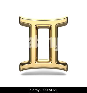 Segno zodiacale d'oro GEMINI 3D Foto Stock