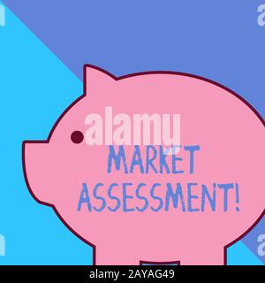 Testo di scrittura di parole Valutazione del mercato. Concetto di business per la valutazione del mercato di un prodotto o servizio. Foto Stock