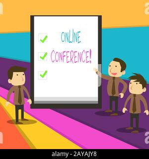 Word Writing text Online Conference. Concetto di business per il servizio online tramite il quale è possibile tenere riunioni dal vivo. Foto Stock