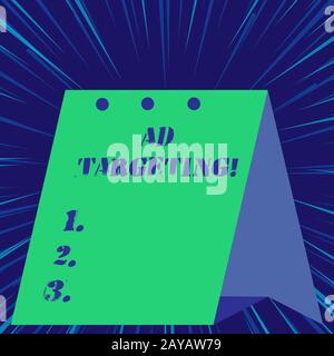 Cartello di testo con la dicitura targeting dell'annuncio. La foto concettuale è mirata al pubblico più ricettivo con alcuni tratti. Foto Stock