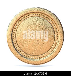 Moneta d'oro vecchia 3D vuota Foto Stock