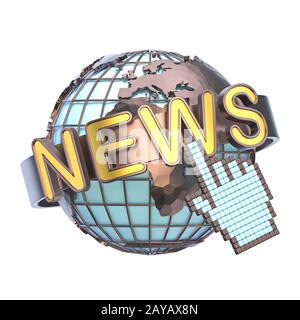 NEWS Concept con Earth Globe 3D Foto Stock