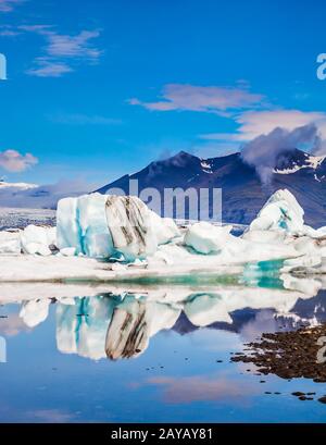 Ghiaccio in Jokulsarlon Foto Stock