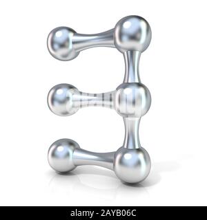 Font molecolare cifre numeriche raccolta, 3 - Tre. 3D Foto Stock
