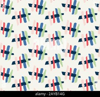 Classic Blue Broken Criss Cross Marks Seamless Pattern. Chevron Stripe Sfondo. Giocoso Abstract Linea Di Cova Wallpaper. Eps Vettore Stampa All Over Illustrazione Vettoriale