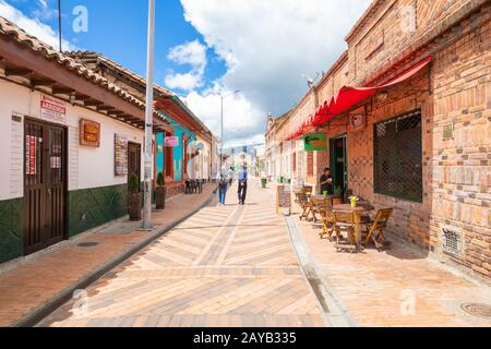 Colombia Chia strada pedonale nel centro storico Foto Stock