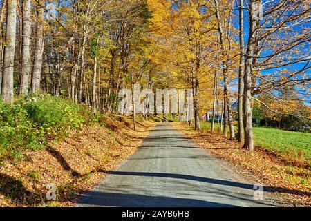 Strada sterrata in autunno in Vermont, USA. Foto Stock