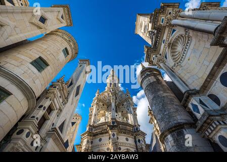 Chateau de Chambord, il più grande castello nella Valle della Loira, Francia Foto Stock