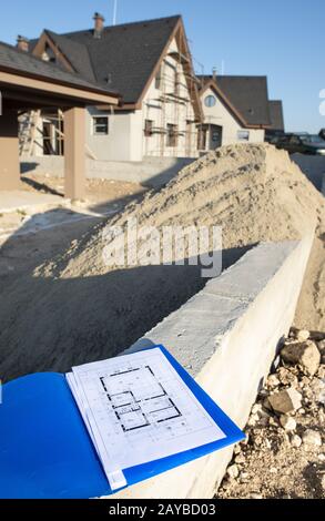 Nuova costruzione casa e progetti Foto Stock