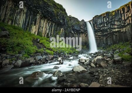 Svartifoss o nero cascata in Islanda Foto Stock