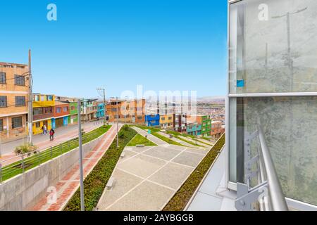 Vista panoramica della città di Bogota dalla prima stazione della nuova funivia Foto Stock