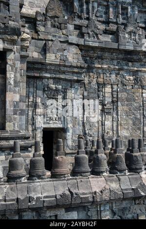 Dettaglio del Tempio di Sewu (Candi Sewu) (parte di Prambanan Patrimonio dell'Umanità dell'UNESCO), è risalente al 8th secolo d.C. ed è il secondo più grande Foto Stock