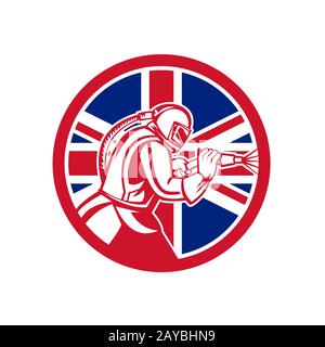 Sabbiatrice inglese abrasiva sabbiatura Union Jack Flag Circle Foto Stock