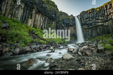 Svartifoss o nero cascata in Islanda Foto Stock