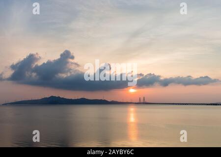 poyang lago cable-stessed ponte paesaggio Foto Stock