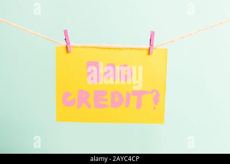 Scrittura concettuale a mano con domanda di credito non valida. Testo della foto di affari inabilityof una dimostrazione di rimborsare un debito in tempo e. Foto Stock