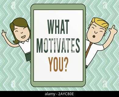 Nota di scrittura che mostra che cosa motiva Youquestion. Foto di affari che mostra conoscere i motivi per cui si desidera svegliarsi ogni mattina Mal Foto Stock