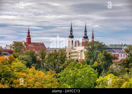 Panorama del municipio a Jihlava, Repubblica Ceca Foto Stock