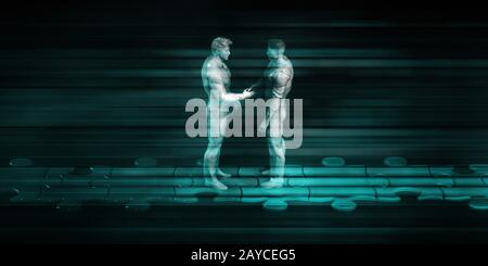 Virtual Hand Shake Foto Stock