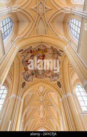 Soffitto decorativo nella Cattedrale Kutna Hora Foto Stock