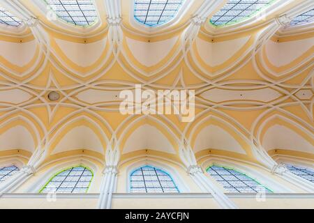 Soffitto decorativo nella Cattedrale Kutna Hora Foto Stock