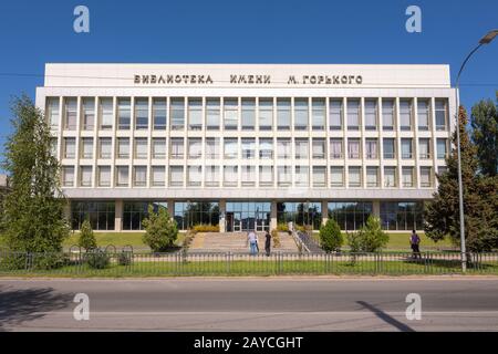 Volgograd, Russia - Agosto 26, 2019: LIBRERIA SCIENTIFICA REGIONALE M. Gorky in regioni di Volgograd Foto Stock