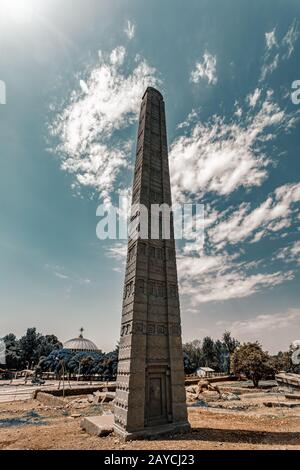 Antica obelischi in città Aksum, Etiopia Foto Stock