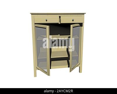 armadio in legno marrone nel soggiorno Foto Stock