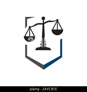 scale di giustizia logo vettore di disegno per legge studio legale e servizi di avvocato Illustrazione Vettoriale