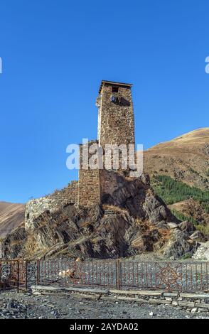 Torre di avvistamento medievale, Georgia Foto Stock